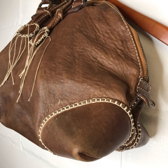 Sissi Rossi Italy Brown Leather Handbag Satchel Purse - Picture 2 of 10